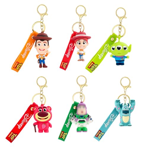 YOOMODERN 6Pcs Toy Cartoon Story Keychain Set, Collectible Mini Figure