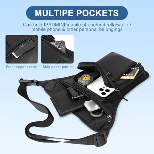 flintronic Beintasche Motorrad für Herren Damen, wasserdichte Multitaschen Beintasche mit Verstellbarem Taillen und Oberschenkelgurt für Wandern, Camping, Motorrad, Fahrrad, Angeln (Schwarz)