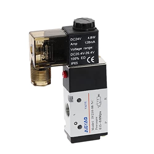 Válvula solenoide 3V210-08 de control direccional de aire de 3 vías y 2 posiciones CC 24V 2