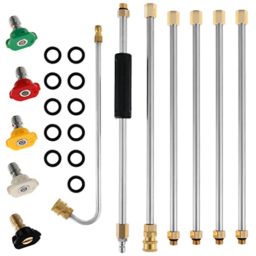 Varitas de extensión para lavadora a 4000 PSI, pistola de alta presión, herramientas de limpieza de canalones, lanza telescópica para techos