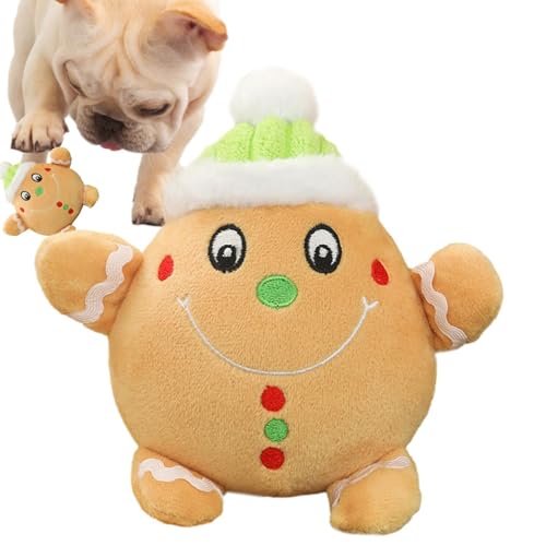 ぬいぐるみのきしむ犬のおもちゃ、噛むぬいぐるみの犬のおもちゃ - クリスマステーマのぬいぐるみインタラクティブ犬のおもちゃ | 子犬の歯が生えるための噛むおもちゃ、行動訓練、小型犬、中型犬、大型犬用