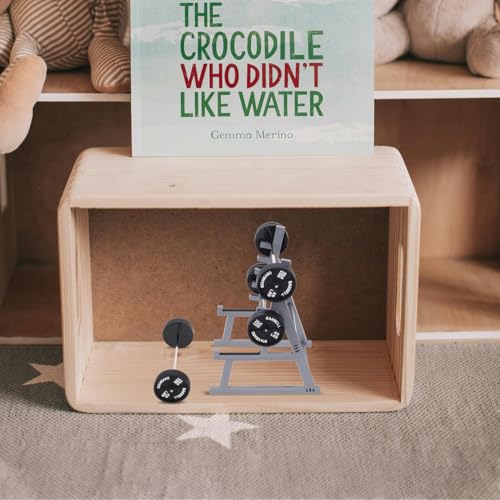 WHAMVOX 1set Miniature Dollhouse Gym Furniture Squat Rack Pen Holder with Barbell Display Stand Fun Desk Decor for Office and Home Fitness Accessory for Enthusiasts - Thumbnail 4