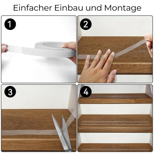 Antirutsch Klebeband 2cm x 10m, Anti Rutsch Streifen Selbstklebend Wasserdicht Schützt Ältere Menschen und Kinder für Treppenstufen, Innen- und Außenbereich, Vorbeugung von Stürzen Transparent