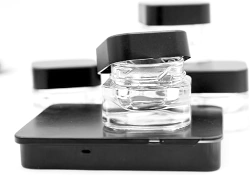 Miniatura 10 de Recipientes de vidrio cuadrados de 0.5 fl oz a prueba de niños (paquete de 40) tarro de cubo  CannaAroma (tapa blanca)