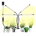 AURAZIGLI Led Grow Lights, 4 Heads Full Spectrum Plant Light with Clamp for Indoor Plants & Seed Starting, 10-Level Dimmable, Auto On Off, Timing 3 9 12Hrs