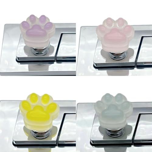 4PCS Toilet Tank Button,Luminous Toilet Press,Cat Paw Toilet Button Toilet Button Pushers Toilet Tank Pusher Press Button Toilet Press Tool for Women Manicures