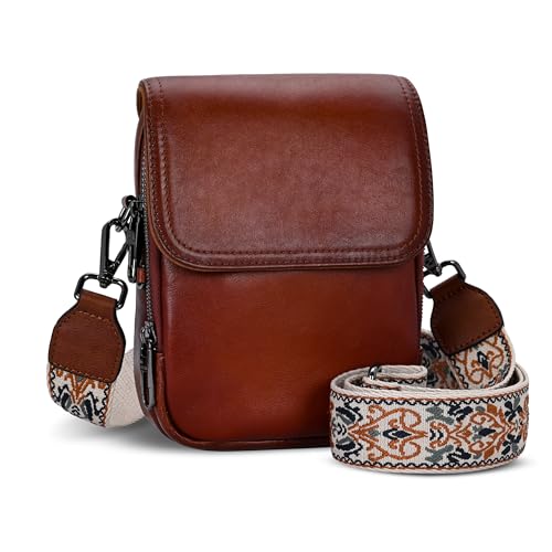 Image of HESHE Small Leather Crossbody Bag for Women RFID Phone Purse with Card Slot