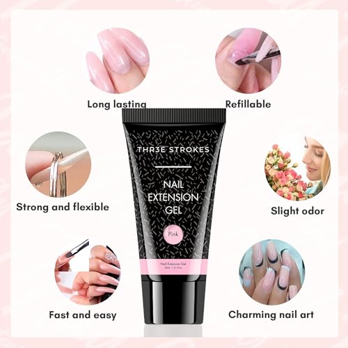 Image of Poly Nail Gel Extension Kit for Builder Gel UV Nail Art Kit, Nail Extension Set (8in1) (needs 2-3 time practice)(SSD KIT) (LIGHT NUDE, SSD KIT)