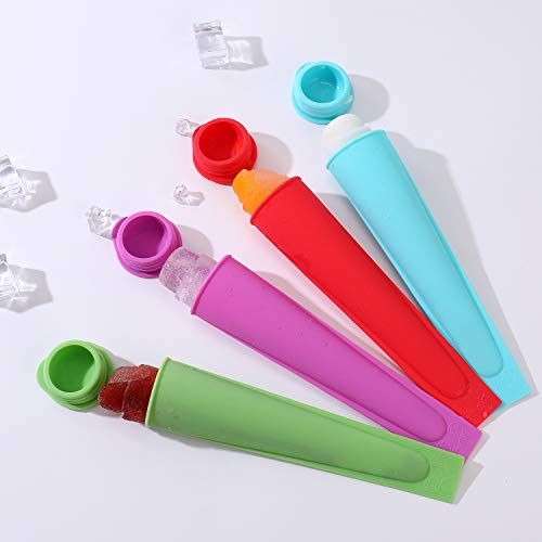 2020 New Silicone Ice Pop Molds set of 8, Durable Reusable Ice Cream Maker Molds Multicolored Popsicle Molds with Attached Lids bigger size