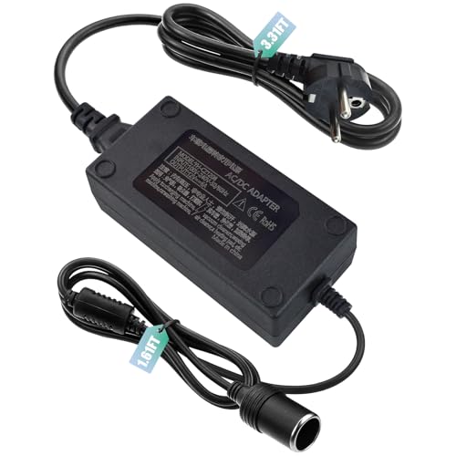 Transformador 220V a 12V 6A Adaptador Mechero Coche, Convertidor CA a CC 72W Fuente de Alimentación para Aspiradora, Refrigerador, Inflador de Neumáticos de Coche