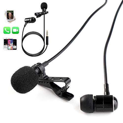 PoP voice One-Piece Design Lavalier Microphone with Earphone, Perfect for Recording YouTube/Vlogging/Interview/Podcast/Voice Chat, fit for iPhone/Android Smartphones, Noise Cancelling Mic