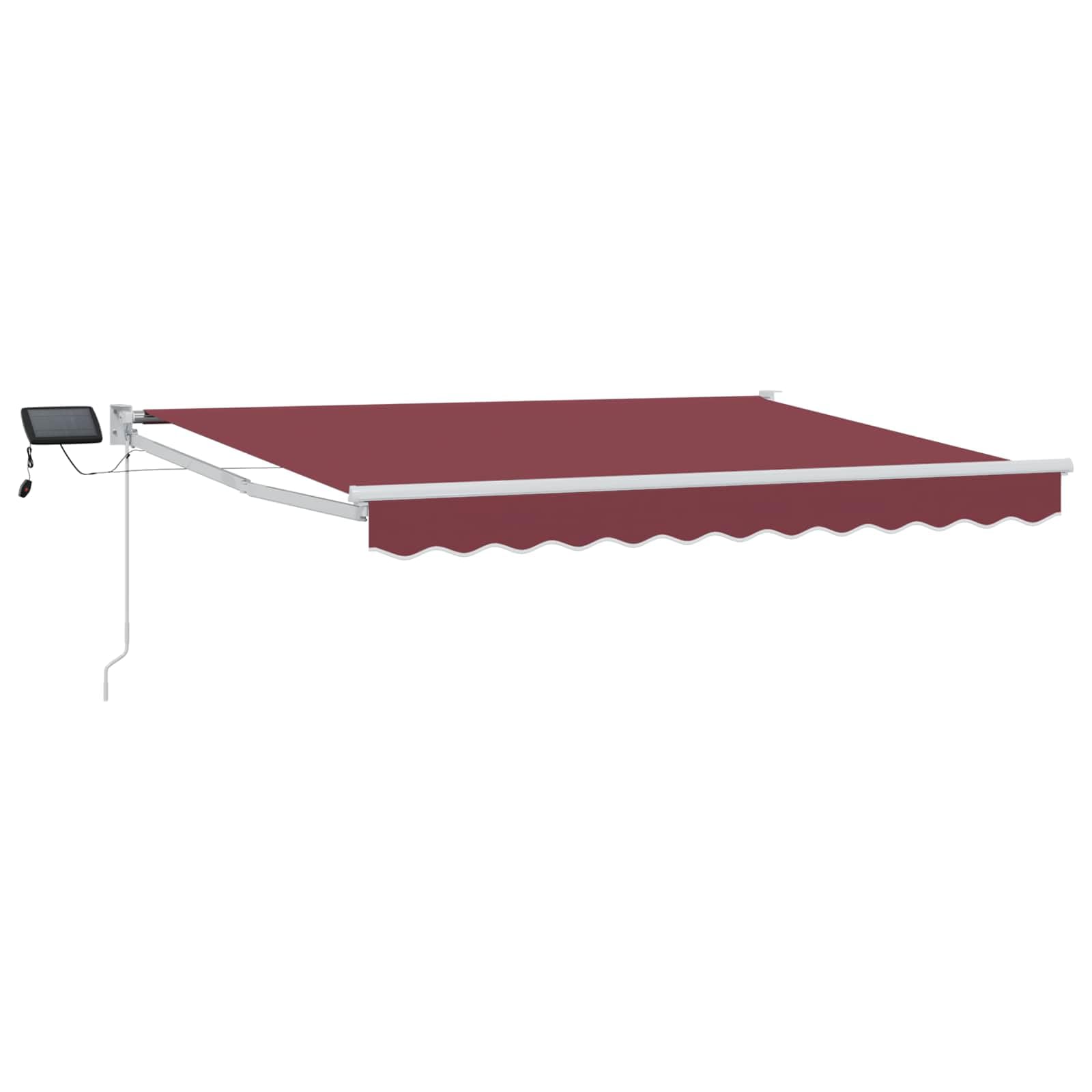 Brise soleil store banne bordeaux 3,5 x 2 m manuel avec lumières LED pour patio
