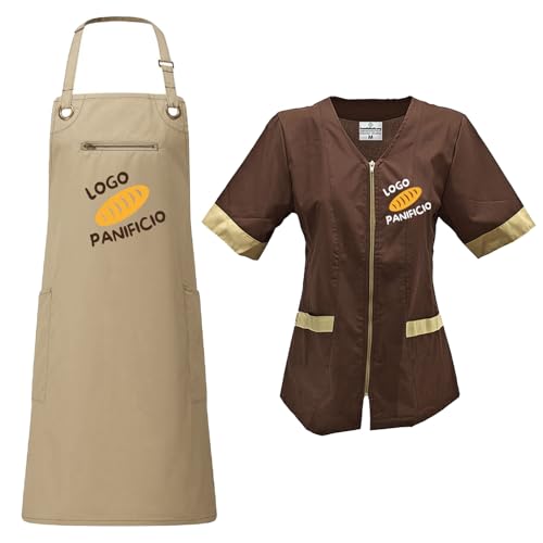 fratelliditalia.org Set Damen für Bäckerei Ofen oder Theke mit Kittel und Schürze personalisierbar mit Logo und Name