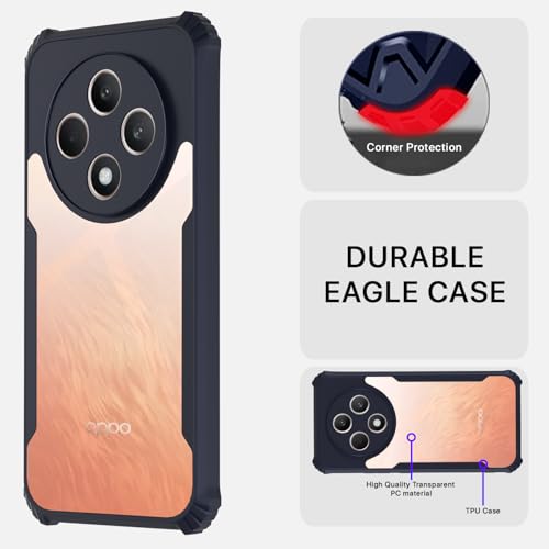 Image of Pikkme Crystal Clear Transparent Back Cover | Ultra Hyrbid | Full Camera Protection | Raised Edge | Bumper Case for Oppo Reno12 F 5G (Blue)