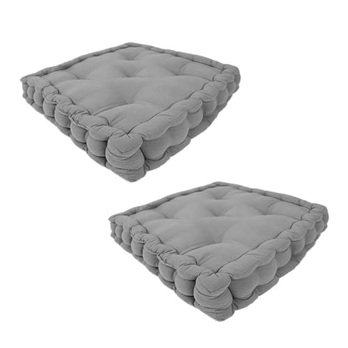 Image of PrettyKrafts Set of 2 Cotton Chair Pad | Chair Cushion Pad | Chair Cushion | Soft & Comfortable Sitting (40x40x8cm, Grey Large)