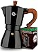 Produktbild QFeelzz Espressokocher  Klassische Mokkakanne inkl. Ersatzmaterialien  Kaffeekocher [6 Tassen]  Camping Kaffeemaschine für unterwegs (Schwarz)