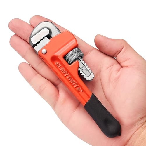Pronese Heavy Duty 6 Inch Adjustable Pipe Wrench - Mini Straight Plumbing Tool for Tight Spaces & DIY Repairs