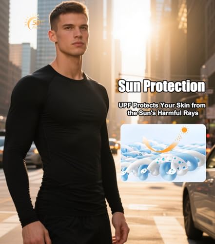 5 Pack Men's Compression Shirts Long Sleeve Undershirts Quick Dry Workout Baselayer Rash Guard Fitness Top4