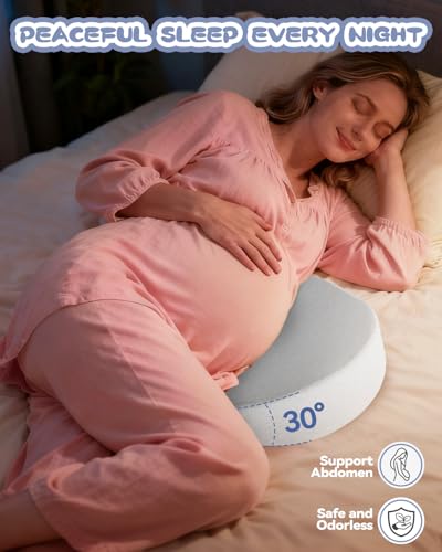 Image of Memory Foam Wedge Pregnancy Pillow for Sleeping, Maternity Pillow for Pregnant Women, Pregnancy Wedge Support for Belly Back Legs, Small Pregnancy Pillow 15x13 inch, Washable Cover, Grey