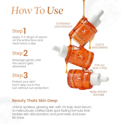 Image of WILDGLOW 2% Kojic Acid Face Serum for Skin Brightening, Dark Spot Correcting & Radiant Glow 30ml