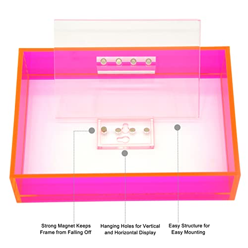 Happydino 4X6 Floating Frame Acrylic Neon Picture Frame Freestanding Translucent Colored Decorative Photo Frame For Wall Mounting Tabletop Desk Gallery Display, Neon Pink #TOP3