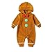 Toddler Baby Gingerbread Costume Infant Ginger Bread Outfit Christmas Onesie Hooded Romper Long Sleeve Jumpsuit Hooded Romper Bow 0-3 Months