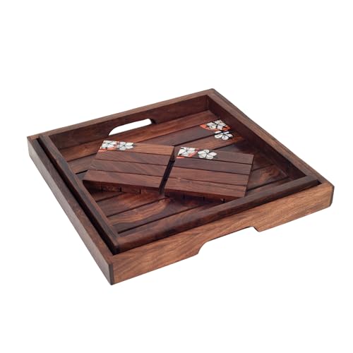 Image of Rustic Rosewood Wooden Serving Tray