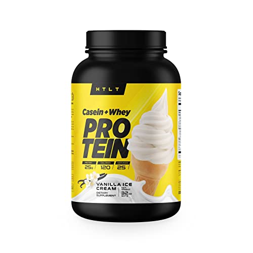 Casein + Whey Protein by HTLT | Whey & Casein Protein Shake Powder | Slow-Release Whey & Casein Protein for Sustained Energy | Casein Protein Powder for Baked Treats, Vanilla Ice Cream