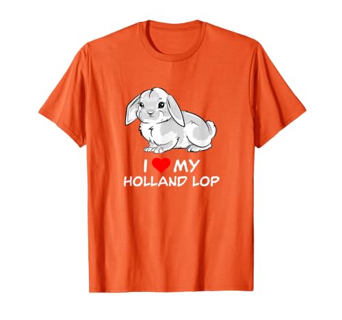 I Love My White Holland Lop Rabbit T-Shirt, Men, Orange, X-Large