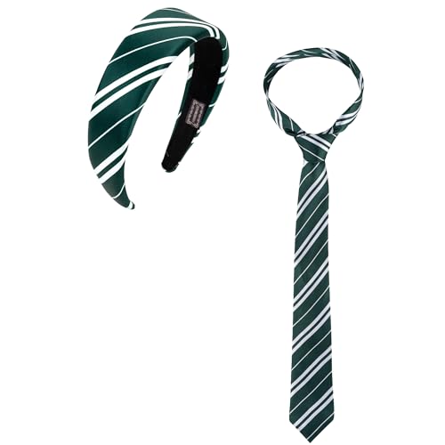 kitihoney Halloween Costume Accessories Women Green Stripe Headband Tie Adult Magic Cosplay Party Hair Accessory