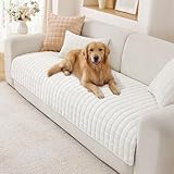 OstepDecor Sectional Couch Covers for Dogs, Washable Sofa Covers for Pets, Pet Friendly Couch Cover Blanket, Soft Cushion Protector for L Shaped, Loveseat and Leather (35.4' x 70.9', White)
