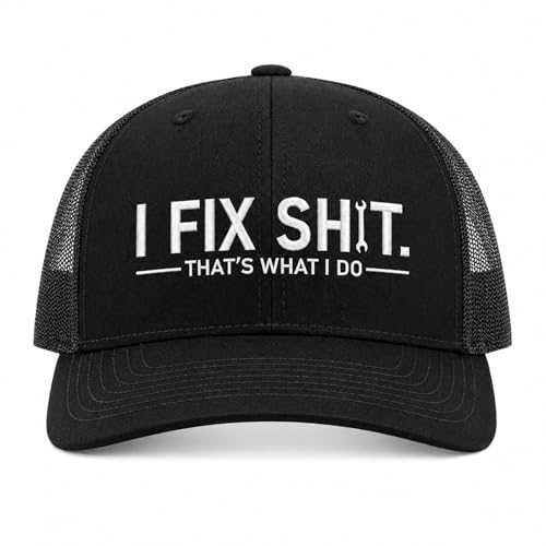 I Fix Shit Hat I Fix Shit Embroidered Trucker Hats Funny Mechanic Snapback Hat for Dad Handyman Car Guys (#1)