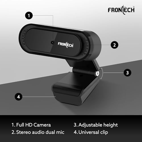 Image of Frontech E-CAM Full HD 1080p Web Cam | 30FPS | Built-in Dual Noise-Reduction Mic | 60 Wide Angle | Plug & Play | 1 Year Warranty (FT-2256)