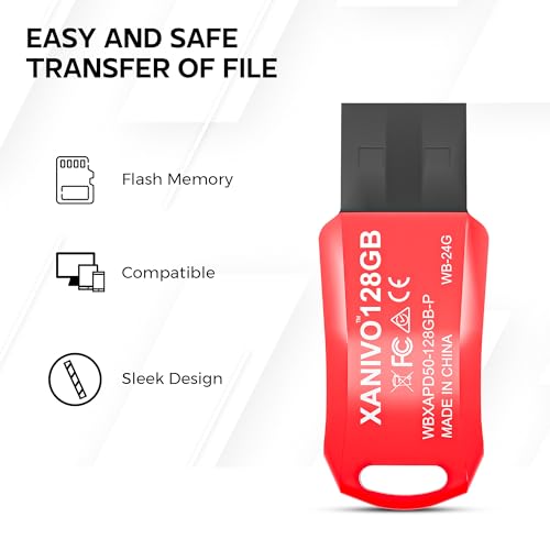 Xanivo USB Flash Drive, USB 2.0, High-Speed Data Transfer (128GB) 3 413k6cawg9L