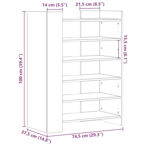 Scarpiera Scarpiera Mobile Portaoggetti Ingresso Corridoio Soggiorno Sonoma 74,5 X 37,5 X 100 Cm Grigio 02_0022093 - 7