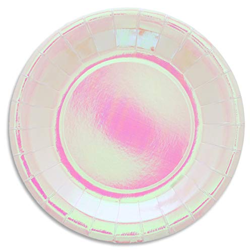 Blue Panda Pink Holographic Party Plates For Lunch, Dessert And Dinner (9 Inch, 48 Pack) #TOP6