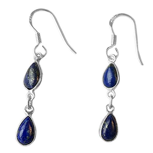 Pendentifs d'oreilles lapis-lazuli argent 925 boucles pendantes pierres fines 5x8mm