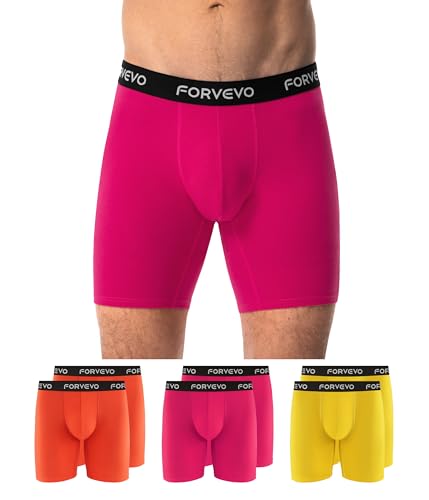FORVEVO 6er Pack Lang Unterhosen Männer Bauwolle,Atmungsaktiv Boxershorts Herren Lang Bein,Weiche Elastisch Unterwäsche,Sport Unterhosen Männer(Multicolor02,Gr.2XL)