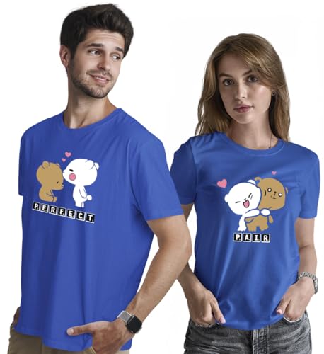 Image of INDISSH Couple Love Printed Matching 100% Cotton Tshirt for Men and Women - CPN-Pair