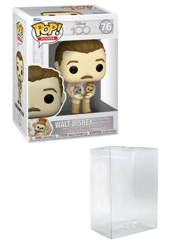 Funko Pop! Icons: Disney 100 Walt Disney con Dumbo y Timothy, Walt Disney con un protector pop de Byron Attic, BAFPB42421