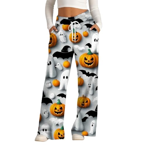 Jogger pantalones casuales para mujer con cintura elástica y pierna recta de Halloween para frío 3
