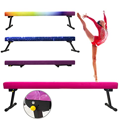 Peakpath 8FT Adjustable&Foldable Gymnastics Balance Beam,Home Gym Equipment,Easy Assembling and Storage,No Tool Require,for Kids Children Girls Training