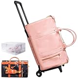 Faltbare Reisetasche 2.0 mit Rollen, Multifunktionale wandelbare PU-Leder-Kapazitätstasche für Reisen & Flugzeug, Trolley Glide Räder
