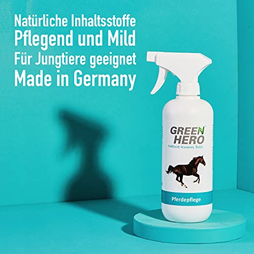 Green Hero Pferdepflege Pflegt die Haut und unterstützt den Regenerationsprozess bei Sommerekzemen Räude Juckreiz Milben Hefepilzen Reizungen für Pferde 500ml