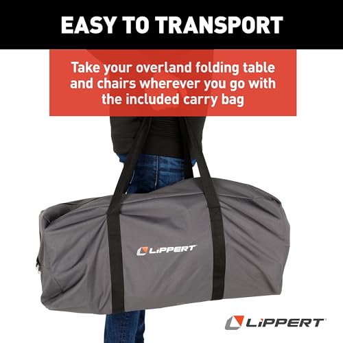 Image of Lippert Baja Overlanding 3-Piece Chair & Table Set, 600-Denier Polyester Folding Chairs, Dual Cupholders, Innovative Scoop for Ultimate Comfort, Fold-up Convenience - 2023053719