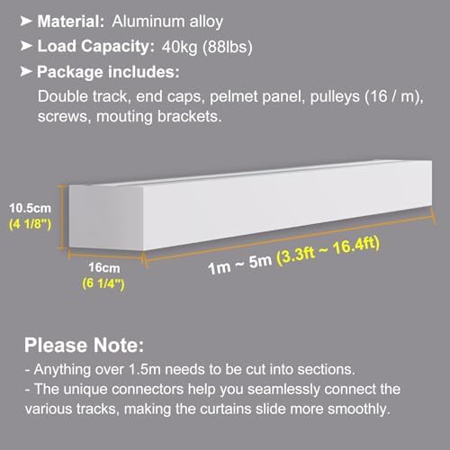 Aluminum Alloy Double Track Curtain Rod Set - Ceiling/Wall Mount Room Dividers with Valance Box, Ideal for Windows and Elegant Curtain Pelmet Solutions