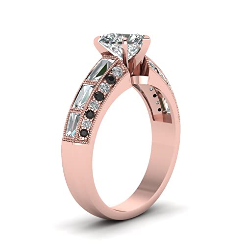 Image of Choose Your Gemstone Edwardian Engagement Ring Rose Gold Plated Heart Shape Vintage Engagement Rings Ornaments Surprise for Wife Symbol of Love Clarity Comfortable US Size 4 to 12