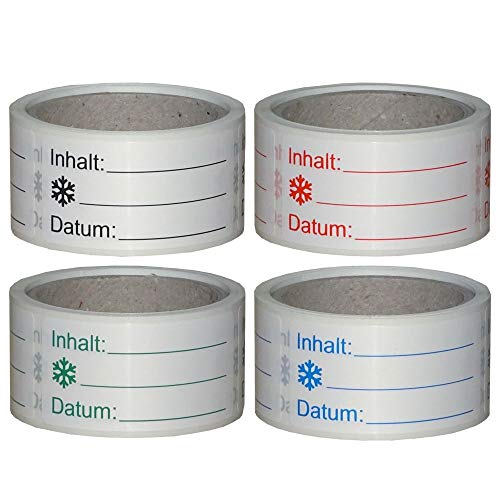 Gefrieretiketten, Tiefkühlaufkleber aus Folie 62 x 30 mm - Set auf 4 verschiedenen Farben (400) Cover