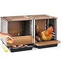 Chicken Nesting Box, 2 Compartment Nesting Boxes for Chickens, Large Chicken Laying Boxes for Egg Collection & Hen on Nest, Roll Away Nesting Boxes Chicken