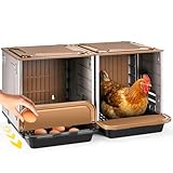 Chicken Nesting Box, 2 Compartment Nesting Boxes for Chickens, Large Chicken Laying Boxes for Egg Collection & Hen on Nest, Roll Away Nesting Boxes Chicken
